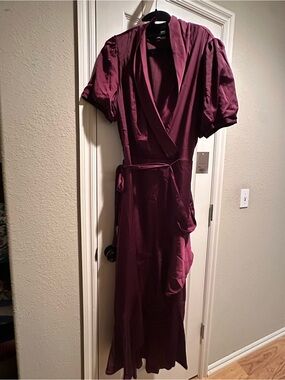 Nine West Deep Burgundy Wrap Maxi Dress